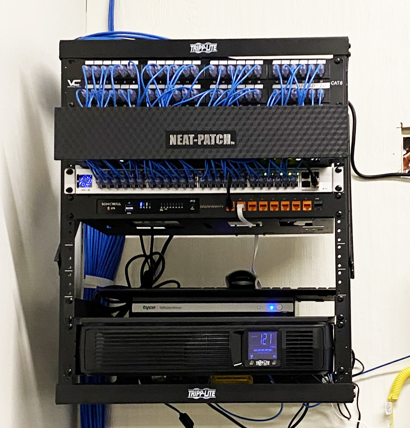 Completed network rack and cable management project
